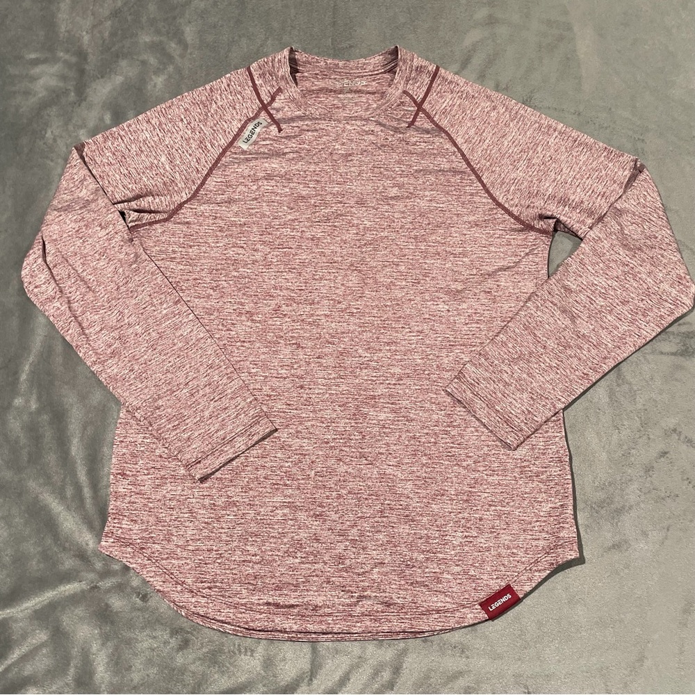 Legends Shirt Mens Medium Red Activewear Gym Stretch Performance Long Sleeve